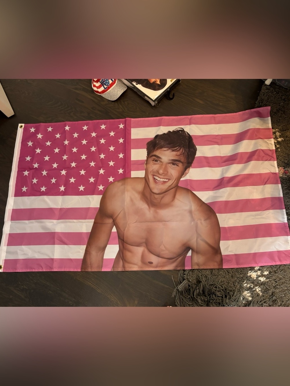 Pink American Flag Poster with Jacob Elordi